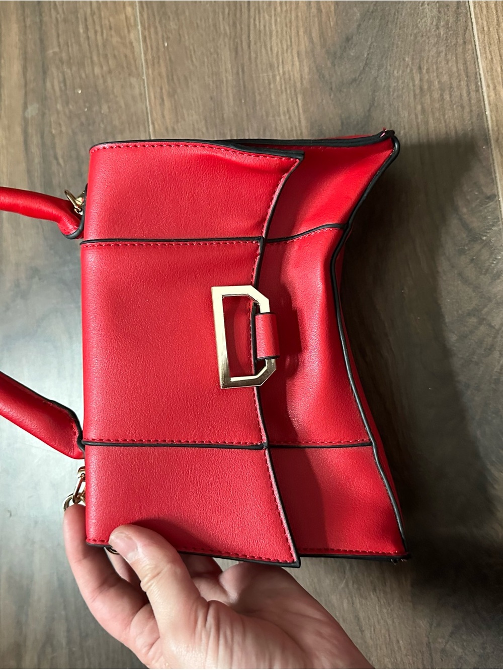 Francesca's Collections Red Mini Satchel with Gold Buckle